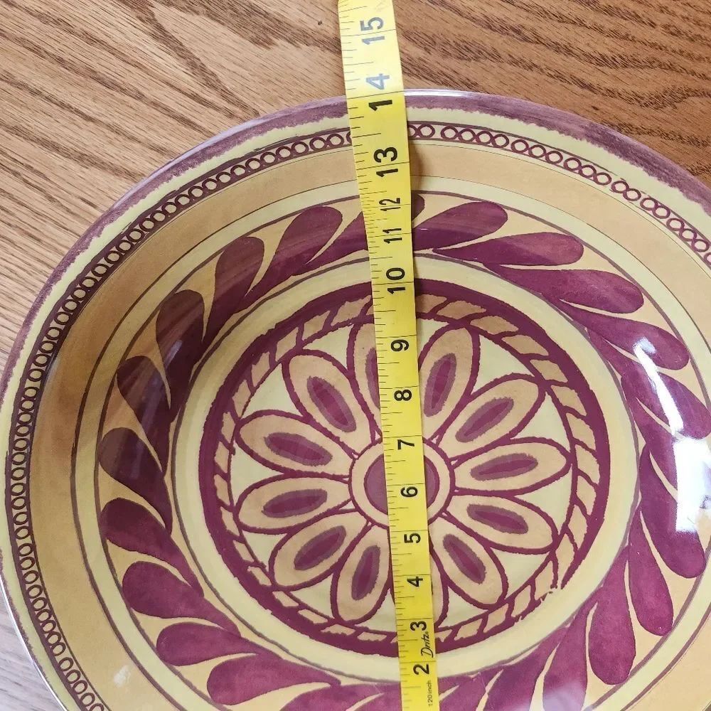 N2 Home brand melamine tan burgundy decorative southwestern pattern serving bowl